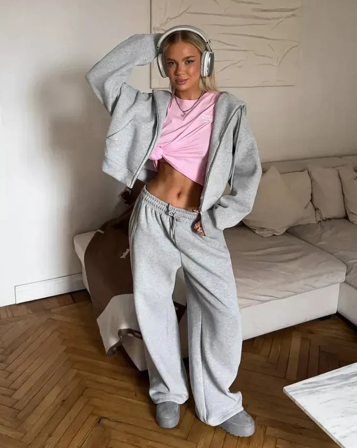Women's Zip Hoodie Tracksuit Set