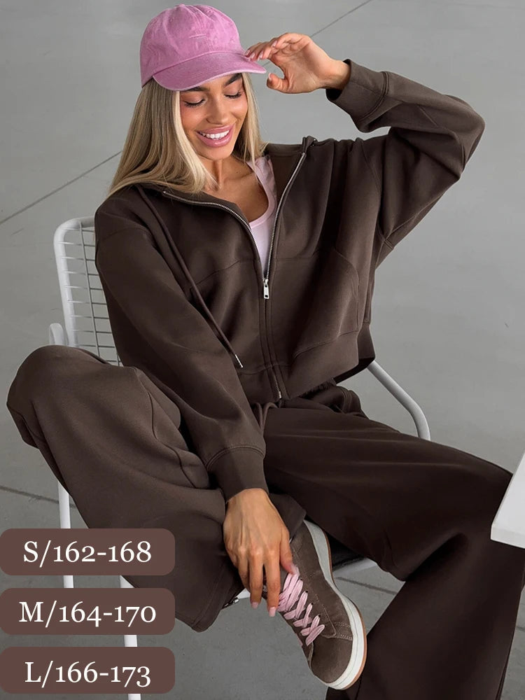 Women's Zip Hoodie Tracksuit Set