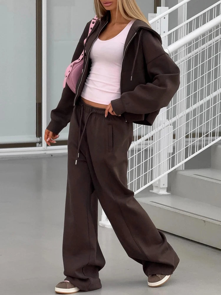 Women's Zip Hoodie Tracksuit Set