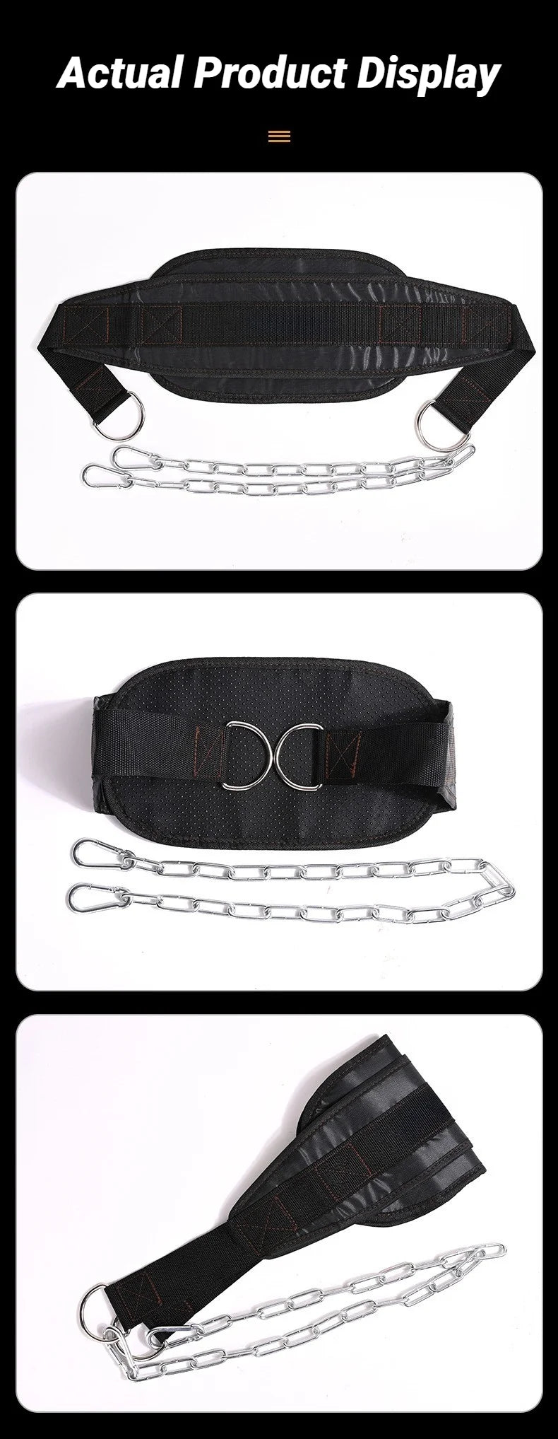 Thicken Weight Lifting Belt With Chain Dipping For Pull Up Chin Kettlebell Barbell Fitness Bodybuilding Gym Back Strength