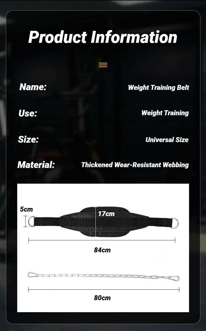 Thicken Weight Lifting Belt With Chain Dipping For Pull Up Chin Kettlebell Barbell Fitness Bodybuilding Gym Back Strength
