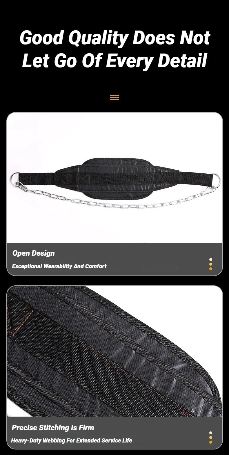 Thicken Weight Lifting Belt With Chain Dipping For Pull Up Chin Kettlebell Barbell Fitness Bodybuilding Gym Back Strength