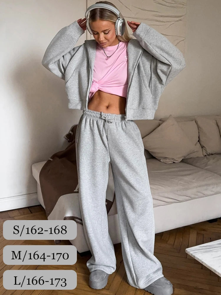 Women's Zip Hoodie Tracksuit Set