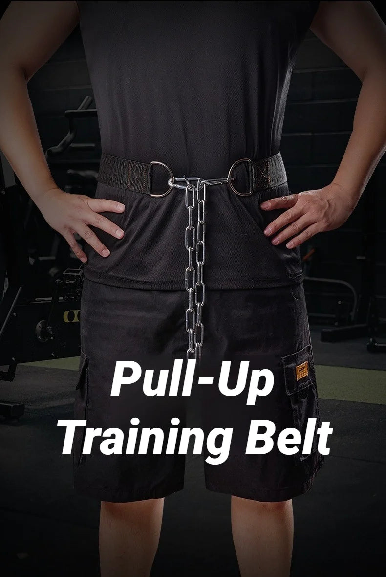 Thicken Weight Lifting Belt With Chain Dipping For Pull Up Chin Kettlebell Barbell Fitness Bodybuilding Gym Back Strength