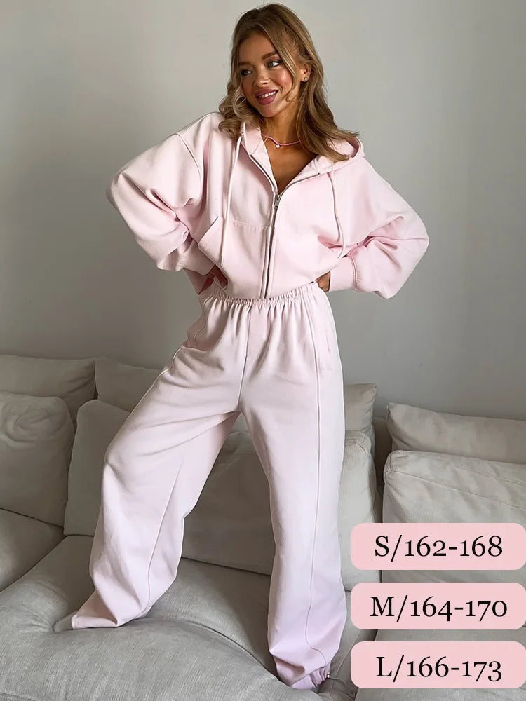 Women's Zip Hoodie Tracksuit Set