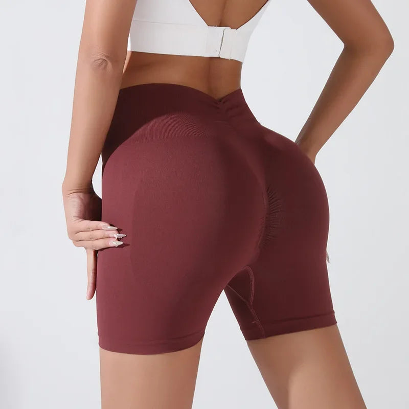 Peach Hip Lifting Sports Shorts Women High Waist and Waist Tightening Slimming Running Hip Speed Drying Three Point Tight Pants