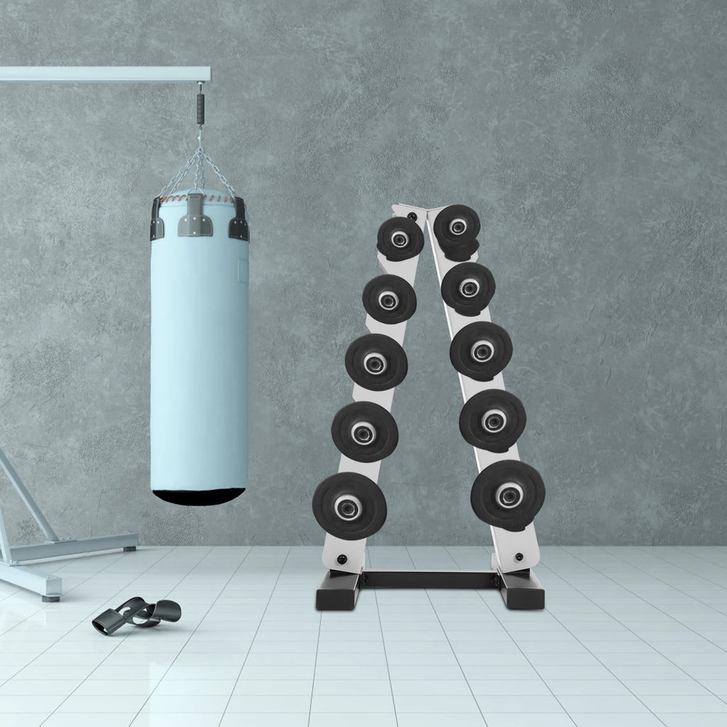 5-Tier Dumbbell Rack A-Frame Steel Dumbbell Holder Accommodate 5 Pairs Dumbbells 100kg Load-bearing Capacity for Home Gym