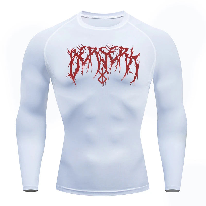 Gym Workout Rash Guard for Men Athletic Quick Dry Compression Shirts Berserk Print Tshirts Tees Tops Undershirts Baselayers