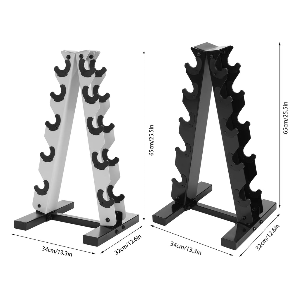 5-Tier Dumbbell Rack A-Frame Steel Dumbbell Holder Accommodate 5 Pairs Dumbbells 100kg Load-bearing Capacity for Home Gym