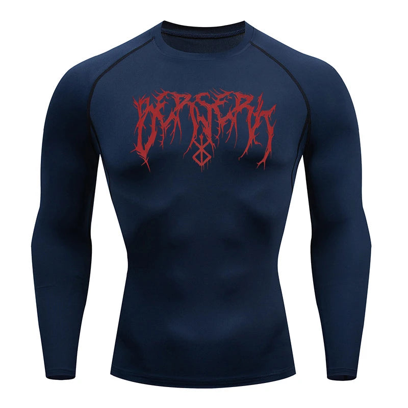 Gym Workout Rash Guard for Men Athletic Quick Dry Compression Shirts Berserk Print Tshirts Tees Tops Undershirts Baselayers